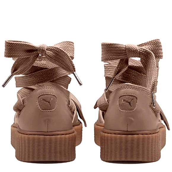 Creeper Platform Sandals with bow by Fenty Oatmeal Tan Size 9 - Picture 3 of 7